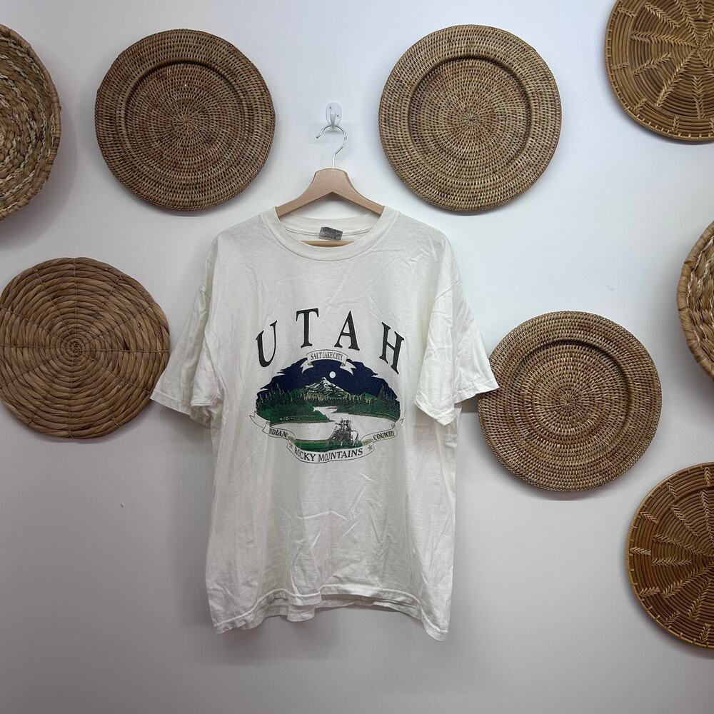 Vintage Utah Salt Lake City Graphic Tee T-Shirt Mens XL Gildan Heavy Weight